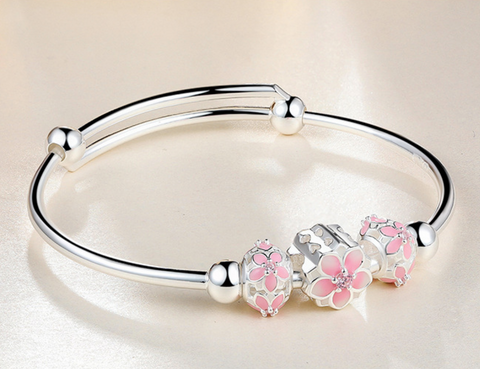 Cherry Blossom Pendent Bracelet - Pink