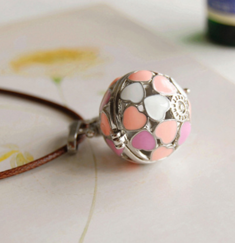 Purple Heart Silver Ball Necklace