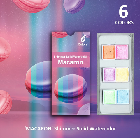 Macaron Shimmer Solid Watercolor 6 set