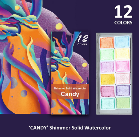 Candy Shimmer Solid Watercolor 12 set