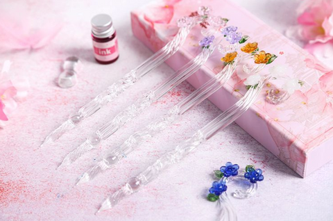 Magic Cherry Flower Glass Dip Pen Set