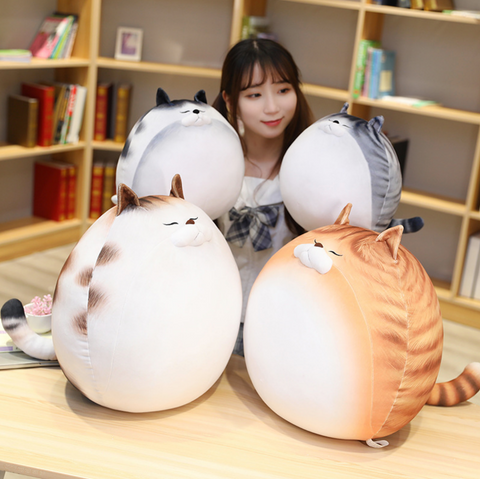 Round Squeezy Cat Plush 30cm