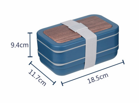 Wood Grain Strap Dual Layer Bento Rectangle