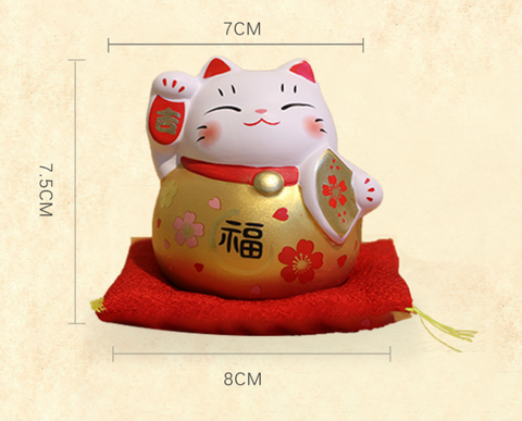 7.5CM Lucky Cat Ceramic Red