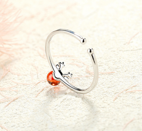 Red Glass Deer Ring