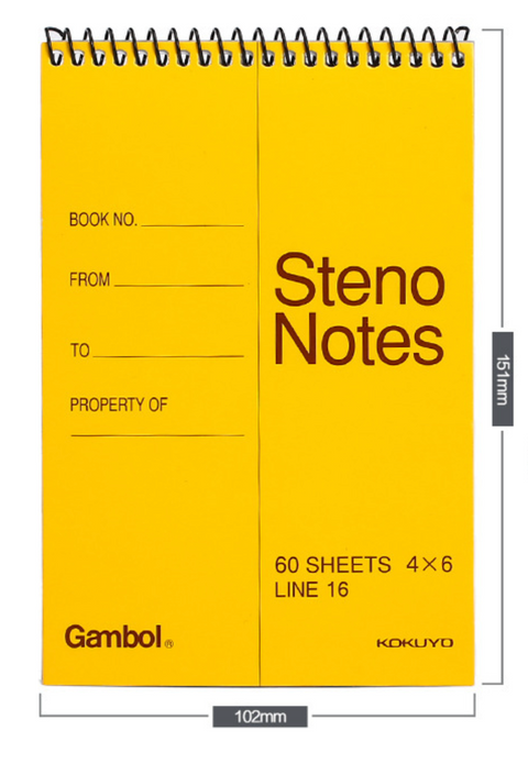 Gambol Steno Notes Lined Top Spiral Notebook A6 60pg