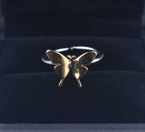 Gold Attached Butterfly Ring