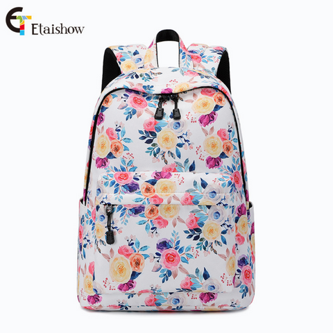 Flower Print High School Backpack