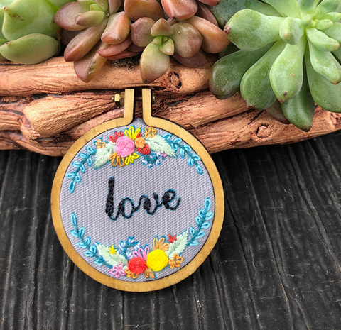 Love Flower Wreath Embroidery