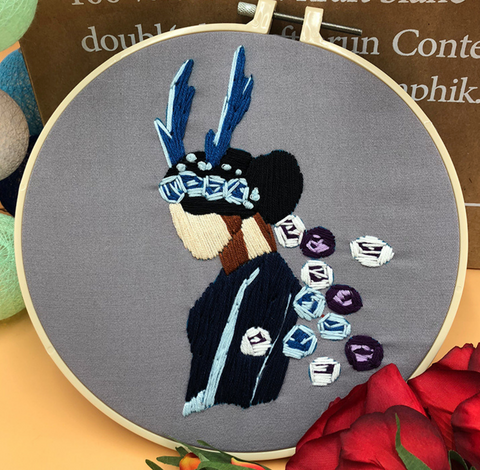 Deer Antler Lady Embroidery