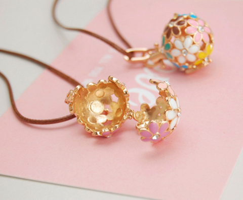 Pink Flower Gold Necklace