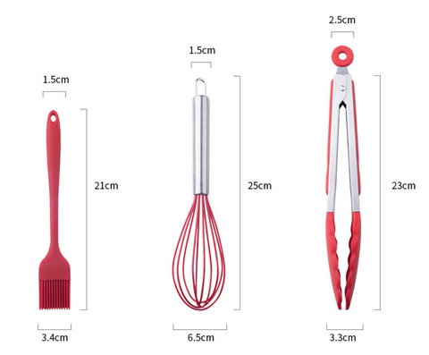 Red Silicone Kitchen Dish Set