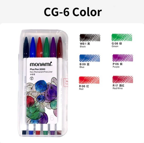 Monami Plus Pen - 6 Set Regular Color