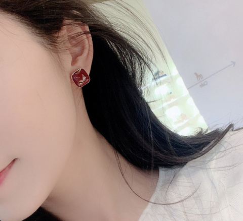 Square Button Earring