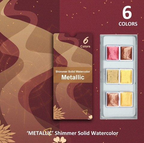 Metallic Shimmer Solid Watercolor 6 set
